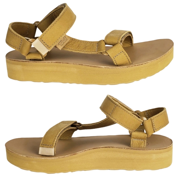 Teva midform universal leather strappy sandals desert sand - Picture 4 of 14